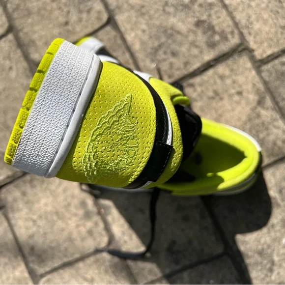 NIKE Dunk Low Black White and Neon Green Sneakers - Picture 8 of 11